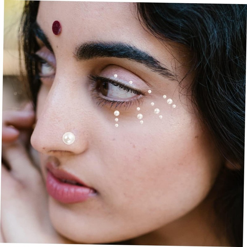 DOITOOL 6hojas Pegatinas De Perlas Rostro De Gemas De Perlas