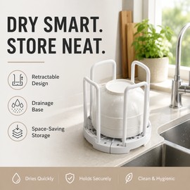 Retractable Bowl Organizer for Kitchen Storage – Detachable Dish Rack for Cabinets & Countertops