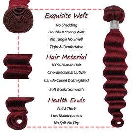 99j Burgundy Loose Deep Wave Bundles Human Hair for Black Women Wine Red Hair One Bundle 18 Inch