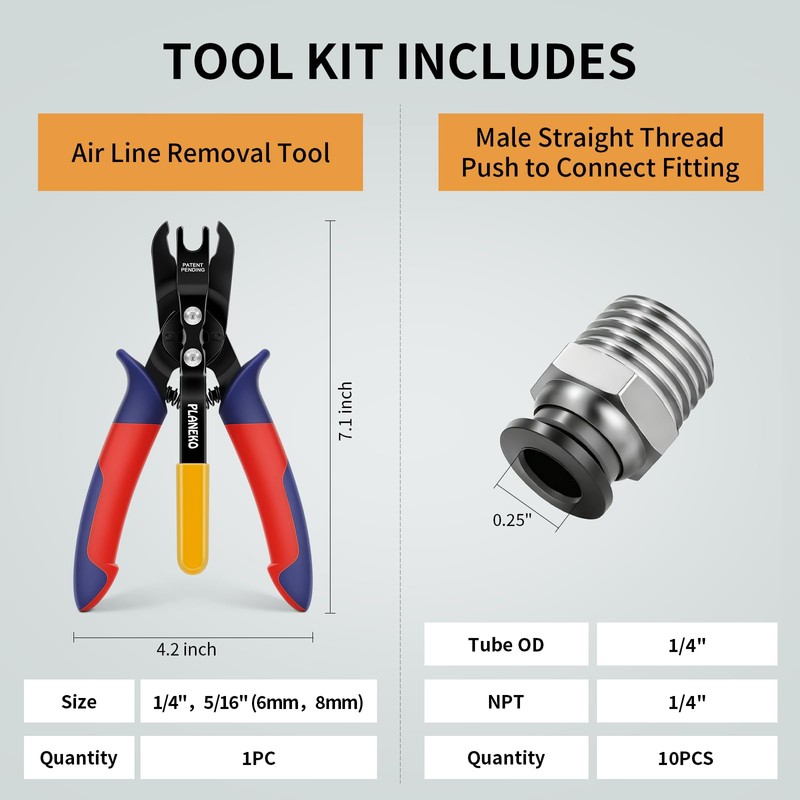 PLANEKO 11PCS Air Line Removal Tool Kit for 1/4" 5/16"