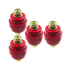 LBY 4pcs Busbar Insulator, SM-30 Polyester Standoff Insulators with Screw(M8), High-Strength Busbar Insulator Supporter, Resin(Red)