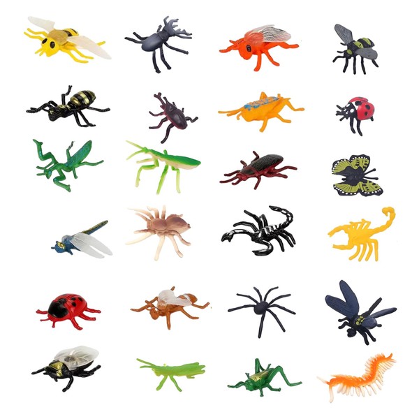 24 Pcs bugs toys for kids, small world toys insects