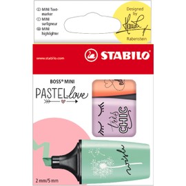Highlighter - STABILO BOSS MINI Pastellove - Wallet of 3 - Assorted Colours