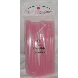 IGC 100 Straws - Flex/Flexible Drinking Straws - Luau - Wedding - Party - Pastel Pink - 100 Flexible Straws