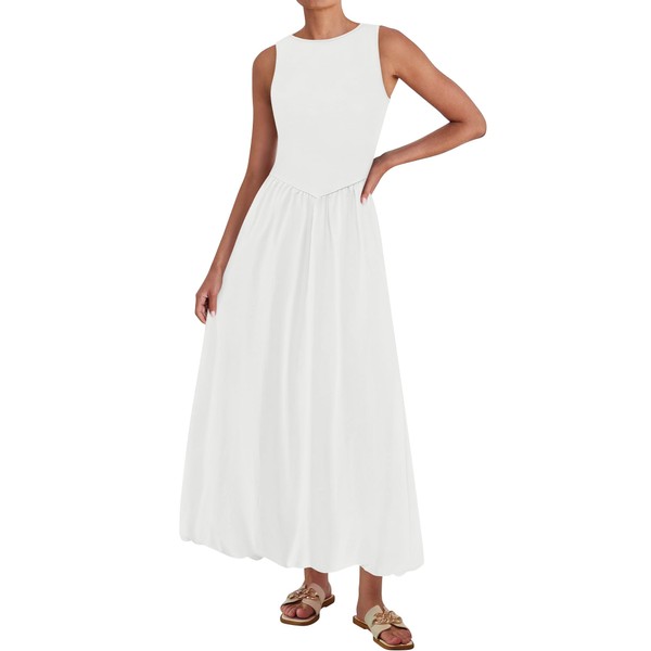 BTFBM Women's 2025 Summer Casual Sleeveless Midi Dress Patchwork Knit
