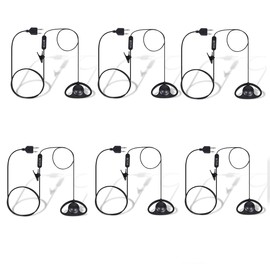 KCTIN Walkie Talkie Headset D Shape for Midland with Mic Security Earpiece for GXT1000VP4 LXT500VP3 GXT1050VP4 GXT1000XB (6 Packs MDL-D6)
