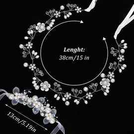 Classicseali Pack of 2 Hair Wreaths Communion Girls Hair Accessories Communion Girls Pearl Headpiece Bridal Communion Hair Accessories for Bridesmaid Flower Girl Hair Band Flower Girl