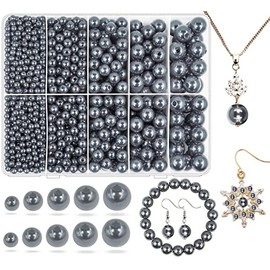 abalorio de perlas para hacer joyas, 1750 abalorio de perlas grises con agujero de 4 mm a 12 mm, abalorio espaciadoras sueltas para collar, pulsera, aretes, anillo, gargantilla, decoración de vestido