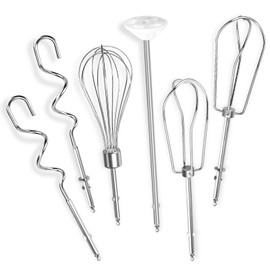 Hand Mixer Beaters Fits for Cuisinart Stainless Steel Left and Right Turbo Style Beaters,Wire Egg Whisk,Liquid Blending Rod,Dough Hooks-CHM Series Hand Mixer CHM-3 CHM-7PK HM-50 HM-70,Set of 6