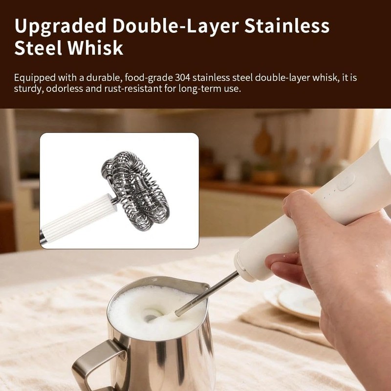 watchget Milk Frother Wand Handheld, Rechargeable Drink Mixer, 3-Speed Adjustable,