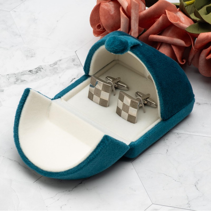 Soft Velvet Small Cufflink Box for Men,Cuff Links Storage Box