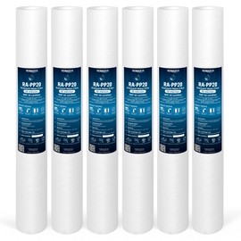 Ronaqua 10 Micron Standard 20" x 2.5" Sediment Water Filter Cartridge, NSF Certified, 4-Layer Filtration for 20” x 2.5” Whole House Systems, Compatible with FPMB5-20, SDC-25-2005/4, VX05-20, 6 Pack