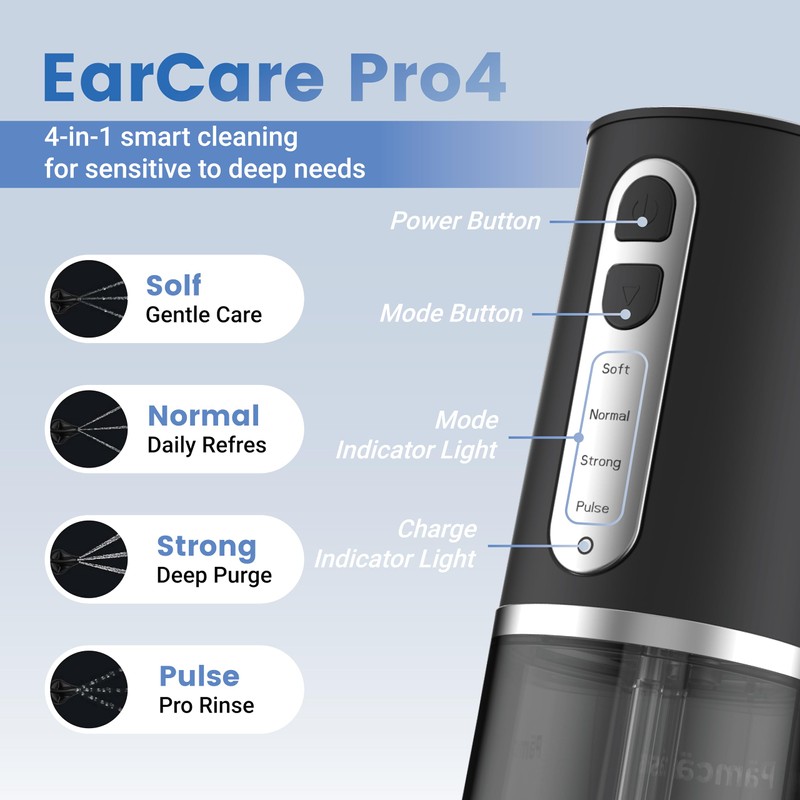 Electric Ear Wax Removal Device, Ear Cleaner with 4 Cleaning
