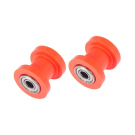 A ABSOPRO 2pcs 8mm Chain Tensioner Roller Slider Pulley Wheel Idler Orange Item Replacement
