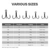 4X Strong Treble Fishing Hooks – PTFE(Super Slide)/Matte Tin Coating,