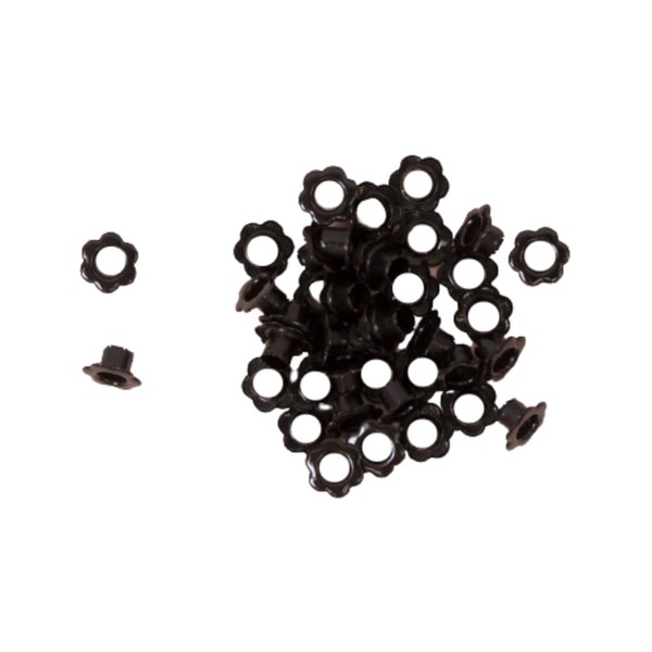 Craftelier - Pack of 40 Flower Eyelets Ideal for Card Making, Scrapbooking and other Crafts | Valid for Eva Gum, Tags or Album Sleeves | Outer Diameter: 1cm | Colour: Black
