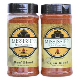 Mississippi Spice Company Premium Rubs & Seasonings, Beef and Cajun Bundle, 10 oz (2- Bottles, Beef/Cajun)