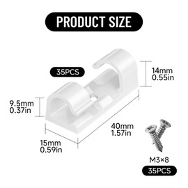 GGFOXLEW 35Pcs Finisher Wire Clamp, Adhesive Cable Management Clips, Nylon Wire Holders for Cords, Wire Clips, Cord Clip for Car, Wall, Under Desk, TV PC Cable Management (White, Large-35PCS)