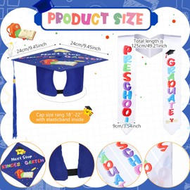 Wesiti Preschool Graduation Cap Gown Set with Tassel Graduation Stole Bracelet Certificate Graduation Gifts for Boys Girls (Size 27)