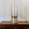 HomeRoots 13" Gold Abstract Cylinder Metal Table Vase