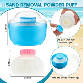 Rtteri 2 Pcs Sand Remover for Beach Soft Sand Removal Powder Puff with Storage Box Beach Cleaner for Family Summer Vacation Activities