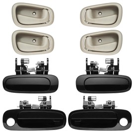TAYATUO Door Handle Set Compatible with 1998-2002 Toyota Corolla Chevy Prizm Interior,Exterior Front, Rear Left Driver,Right Passenger Side Pack of 8 Replaces# 6922002030 6920602050 77563 80424 77567