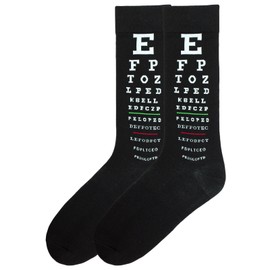 K. Bell Socks Men's Eye Chart Crew Sock, Black, 10-13/Shoe Size 6-12