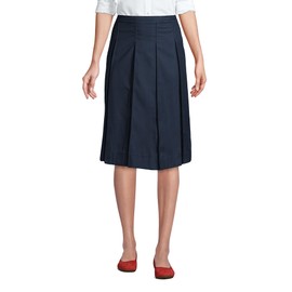 Lands' End Uniform Box Pleat Skirt Below The Knee Classic Navy Womens Regular 2