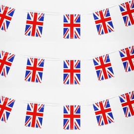 12ft/20 Flags Great Britain Union Jack Bunting Garland Banner for King’s Coronation Pub BBQ Royal Events Support Party Decorations