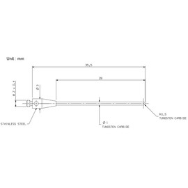 CMM Touch Probe Stylus 1mm Diameter Rod M2 Thread 35.5mm Length A-5003-1218