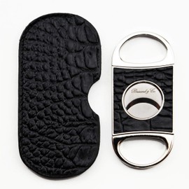 Brizard & Co Double Guillotine Series II Leather Inlaid Cigar Cutter (Croco Black)