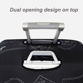 ZANZER Suitcase Cover Protector with Luggage Tag for 26-32 Inch, Elastic Dust Luggage Cover for Suitcase, Washable Thickened Anti-Scratch Travel Accessories (Black tag, (Fit 29-32 inch) XL)