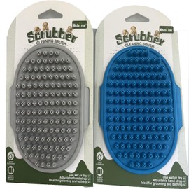 Pet Grooming Brush Set, 2 PCS, Rubber Massage Comb with Adjustable Handle for Dogs and Cats (Blue＆Gray)