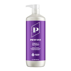 Pravana The Perfect Blonde Purple Toning Shampoo | Neutralizes Brassy, Yellow Tones | For Color-Treated Hair | Chromasilk Enhances Shine & Protection | Vegan, Paraben & Sulfate Free | 33 Fl Oz