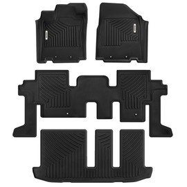 OEDRO Floor Mats 3 Row Liner Set Compatible with 2013-2020 Nissan Pathfinder/2013 Infiniti JX35/2014-2020 Infiniti QX60, Black TPE All-Weather Guard Floor Liner