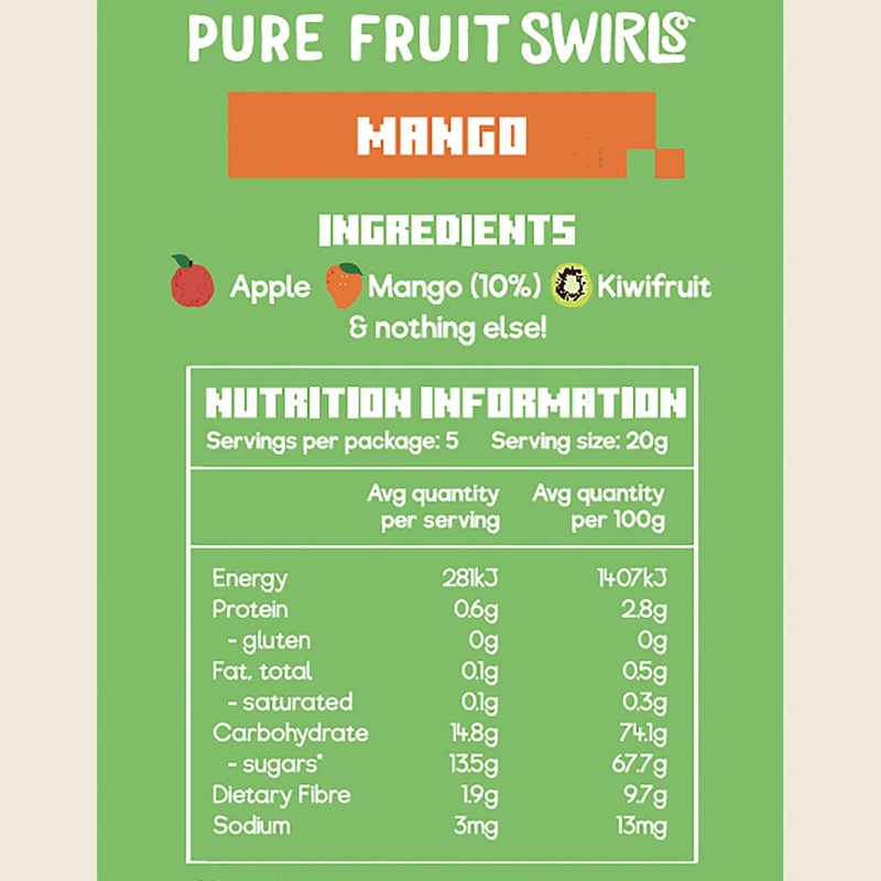 Nibblish Pure Fruit Swirls Mango 100g