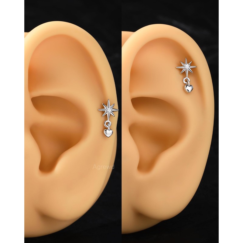 Agrewd Flat Back Cartilage Earring -G23 Solid Titanium Helix Earring