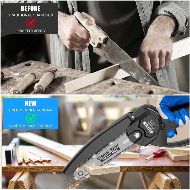 Mini Chainsaw Cordless, 6 inch Electric Chain Saw, Gardening Tool