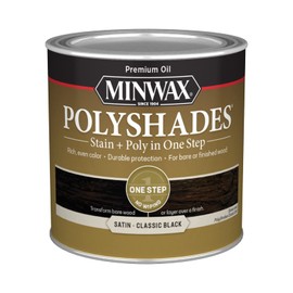 Minwax PolyShades Wood Stain + Polyurethane Finish – ½ Pint, Classic Black, Satin