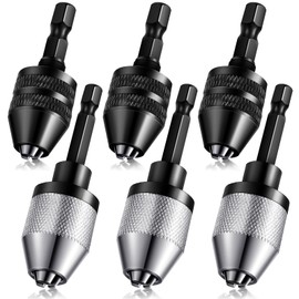 Honoson Keyless Drill Chuck Bit 1/4 Inch Hex Shank Keyless Drill Chuck Fast Change Converter Extension Screwdriver Adapter in 0.3-6.5 Mm, 0.3-3.6 mm for Tool Attachment(6 Pieces)