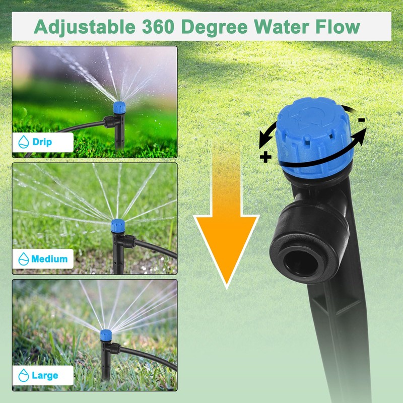 M METERXITY 10-Pack Drip Irrigation Emitters, 5"/13mm Drippers with Stake