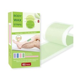 Wax Strips - 60 Strips Removal Waxing Strips patch/Patches Hair Body Wax Strips for Hair Removal at Home for Men and Women Contains Depilatory patch 60 wax strips + 12 calming oil wipes