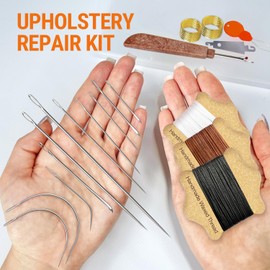 VONEEDL Upholstery Repair Kit: Waxed Sewing Thread (3 Colors) & Heavy Duty Needles (11 PCS) for Leather, Canvas & Quilting Thread