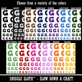 Letter G Uppercase Fun Bold Font Temporary Tattoo Water Resistant Fake Body Art Set Collection - Black (One Sheet)