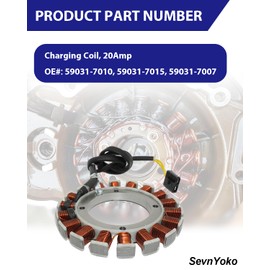 59031-7010 59031-7015 Charging Coil Stator 20 Amp Replacement for Kawasaki FR641V FS600V FX481V FX801V FX850V FX921V | Replaces 59031-7007 | w/approx. 1.8FT extra-long cable