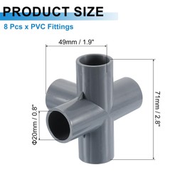 sourcing map 1/2" PVC Fittings, 6 Pcs 5 Way Elbow Connector Elbow PVC Furniture Fittings Corner Fitting for Water Supplies PVC Furniture DIY Shelf Greenhouse Tent Connection, Grey