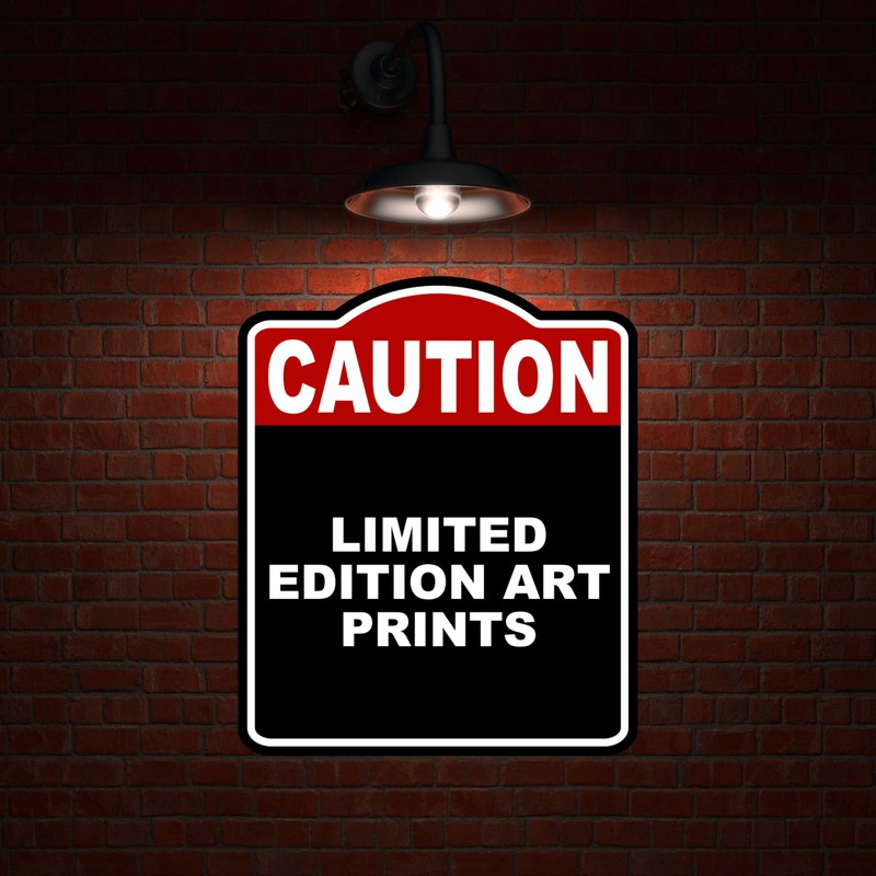 LIMITED EDITION ART PRINTS Caution Red Black Aluminum Composite Sign
