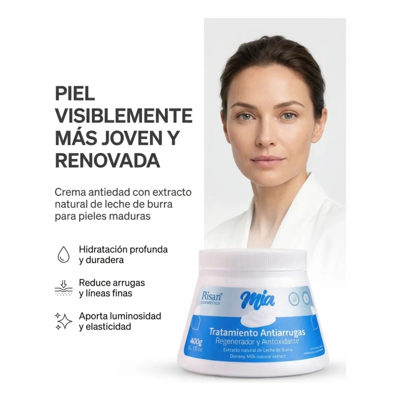 3 Pack Crema Leche De Burra Antiarrugas Regeneradora 400 Grs