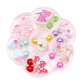 Formemory Clip-on Earrings Set for Kids, Girls, Cute, Moon and Butterfly, 2 in 1 Earrings, Accessories, Birthday Present, Toy for Children and Adults, Recommended Age: 6 and up, Rubber