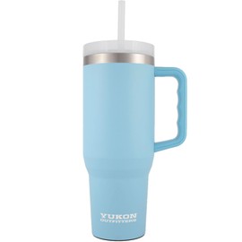 Yukon Outfitters Fit Forty 40oz Double Wall Vacuum Insulated Stainless Steel Tumbler with Reusable Straw & Ergonomic Handle | For Hot or Cold Beverage, Sky Blue